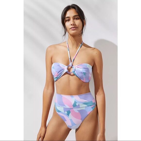 NEW Anthropologie Beach Riot Mosaic Halter Strapless Bandeau Bikini Top Small - Picture 3 of 4